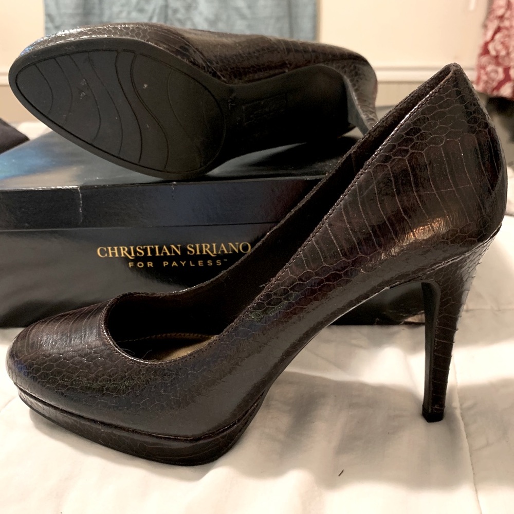 Christian Siriano Brown Snake Skin Heels